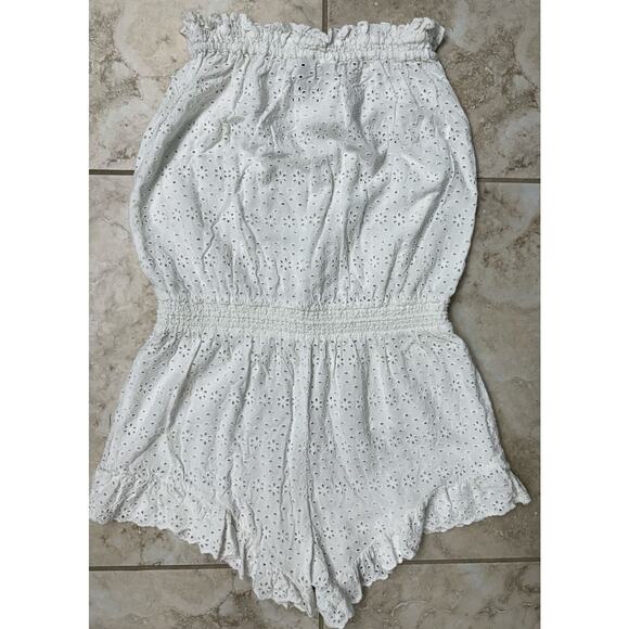 Polo Ralph Lauren tube top eyelet size 8 Medium romper White Stencil ruffle - Picture 4 of 9